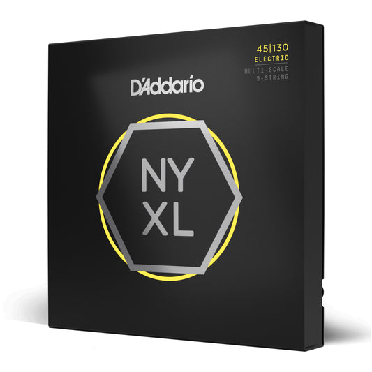 D'Addario Regular Light 5-String, Multiscale, NYXL Bass Guitar Strings, 45-130