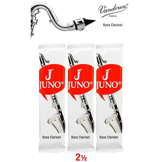 Vandoren Bass Clarinet JUNO Reeds; Strength #2.5; 3 Card