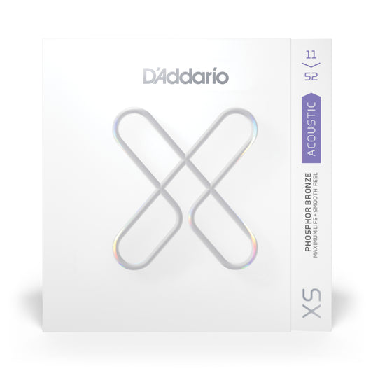 D'Addario XSAPB1152 11-52 Custom Light, XS Phosphor Bronze Coated Acoustic Guitar Strings