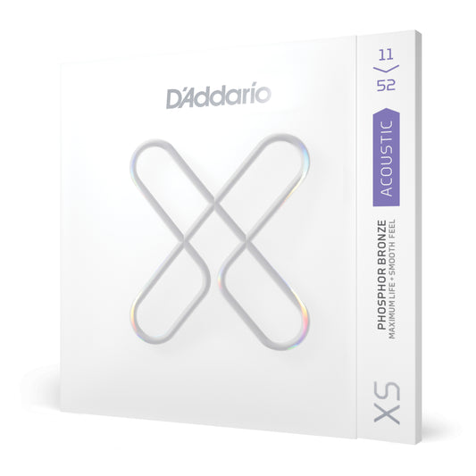 D'Addario XSAPB1152 11-52 Custom Light, XS Phosphor Bronze Coated Acoustic Guitar Strings