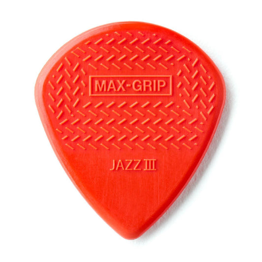 Dunlop 471P3N Max-Grip Jazz III Nylon Guitar Picks, Red, 6 Pack