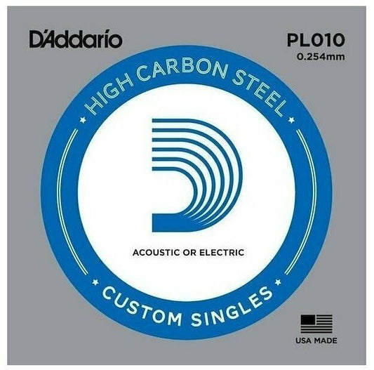 D'Addario PL010 Plain Steel Guitar Single String, .010