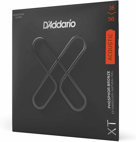 D'Addario XTAPB1656, XT Acoustic Coated Phosphor Bronze, Med, Resophonic, 16-56