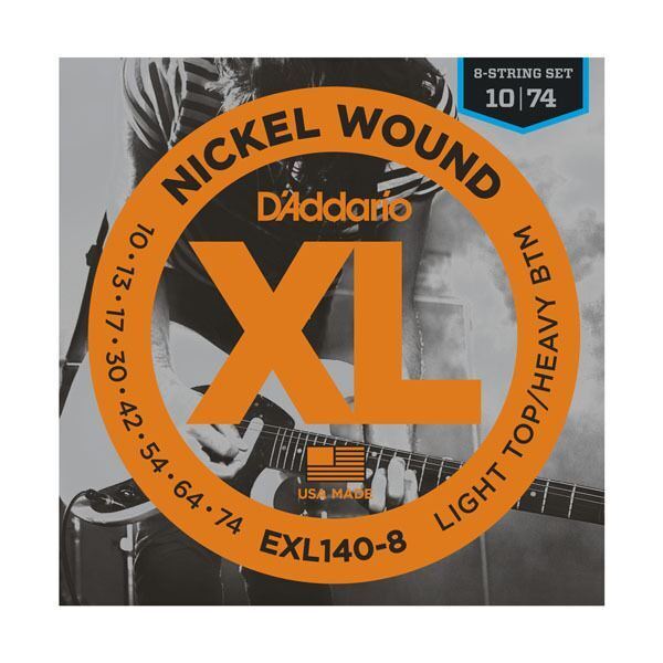 D'Addario EXL140-8 Nickel Wound, 8-String, Light Top/Heavy Bottom, 10-74