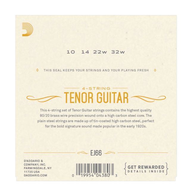 D'Addario EJ66 Steel String Tenor Guitar Strings, 10-32