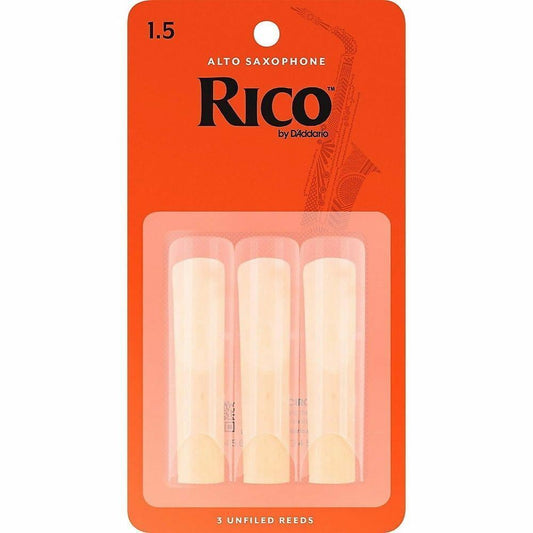 Rico by D'Addario Alto Sax Reeds, Strength 1.5, 3-pack