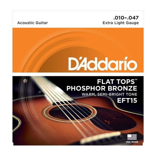 D'Addario EFT15  Guitar Strings  Acoustic  Flat Tops  Extra Light