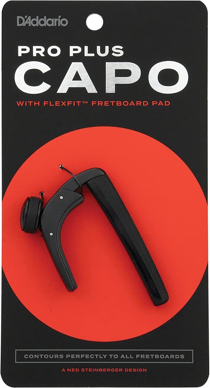 D'Addario PW-CP-19 Pro Plus Capo, For 6 or 12 String Guitar, Black