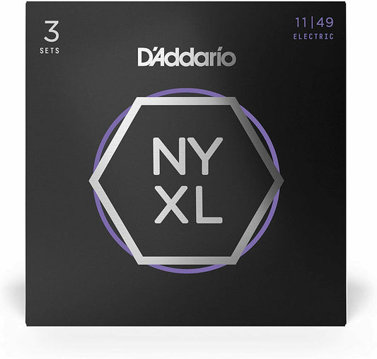 D'Addario NYXL1149-3P Nickel Wound Electric Guitar Strings Medium, 11-49, 3 Sets