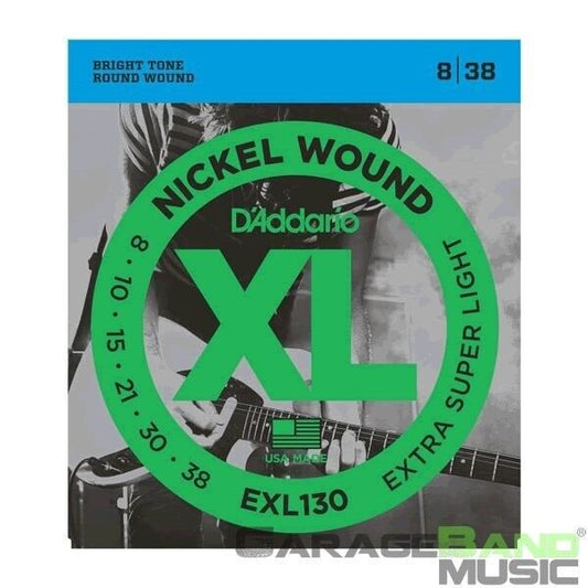 D'Addario EXL130 Nickel Wound Electric Guitar Strings, Extra-Super Light, 8-38