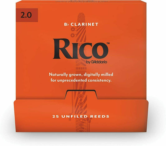 Rico by D'Addario Bb Clarinet Reeds, #2.0, 25-Count Single Reeds