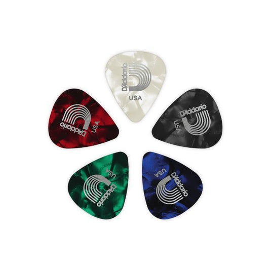 D'Addario Assorted Pearl Celluloid Guitar Picks, 10 pack, Light, 1CAP2-10