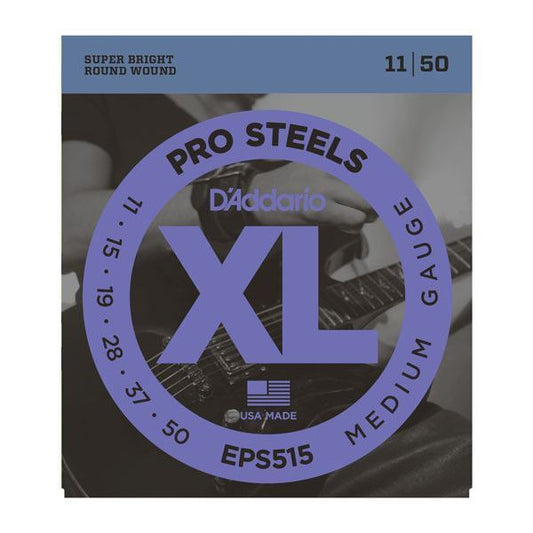 D'Addario EPS515 ProSteels Electric Guitar Strings, Medium Gauge, 11-50