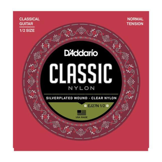 D'Addario EJ27N 1/2 Student Nylon Fractional Classical Strings, Normal Tension