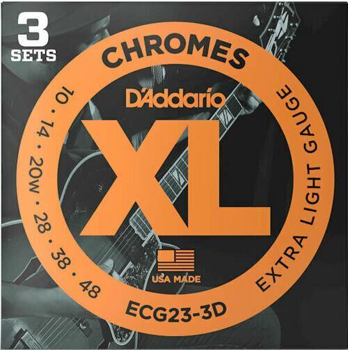 D'Addario ECG23 Chromes Flat Wound Guitar Strings, Extra Light, 10-48, 3 Sets