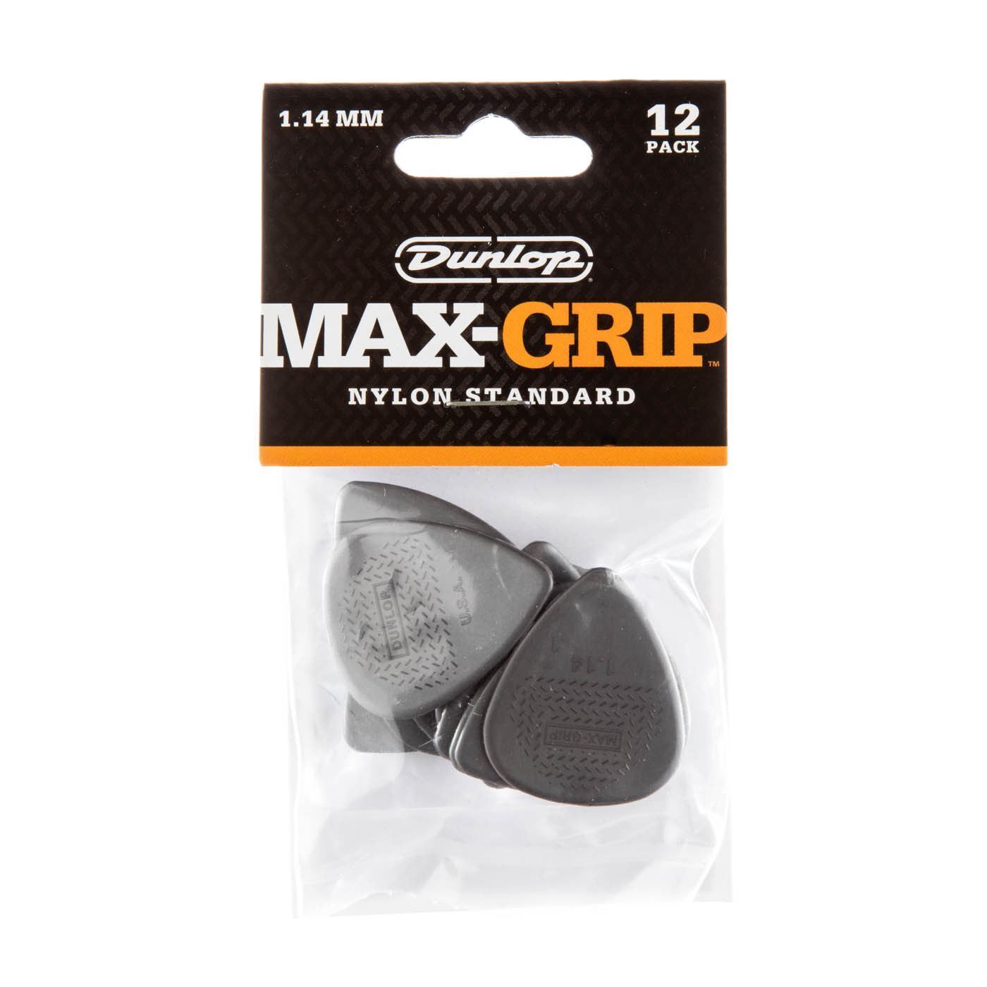 Dunlop 449P1.14 Nylon Max-Grip 1.4 mm Standard Guitar Picks, 12 Pack