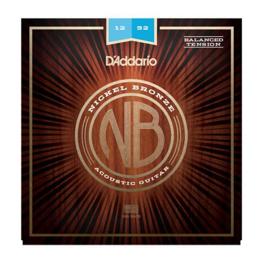 D'Addario NB1252BT Nickel Bronze Acoustic Guitar Strings, Balanced Tension Light