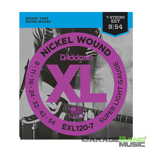 D'Addario EXL120-7 Nickel Wound, 7-String, Super Light, 9-54