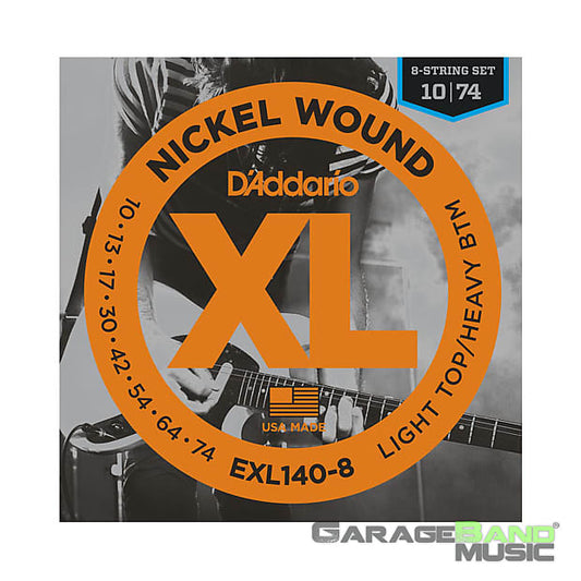 D'Addario EXL140-8 Nickel Wound, 8-String, Light Top/Heavy Bottom, 10-74