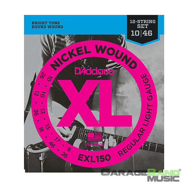 D'Addario EXL150 Nickel Wound, 12-String, Regular Light, 10-46