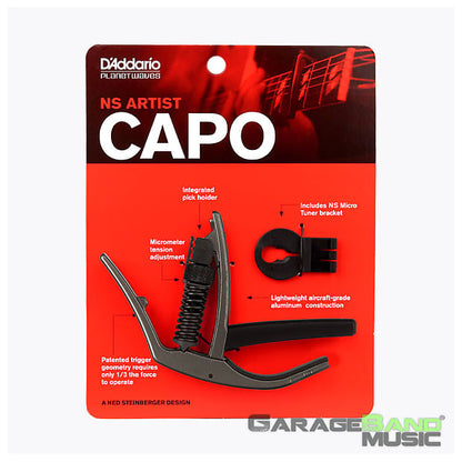 D'Addario PW-CP-10MG NS Artist Capo, Metallic Grey Finish