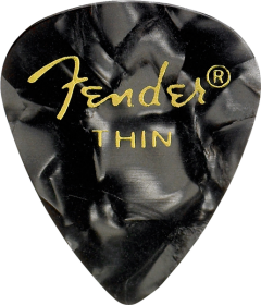 Fender 351 Shape Premium Celluloid Picks, Black Moto, Thin, 12-Pack