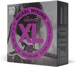 D’Addario Nickel Wound Electric Guitar Strings, 10-Pack, Super Light, 9-42
