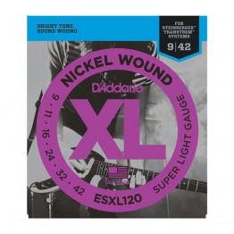D'Addario ESXL120 Nickel Wound, Super Light, Double Ball End, 9-42