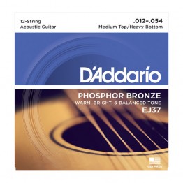 D'Addario EJ37 12-String Phosphor Bronze, Med Top/Heavy Bottom, 12-54
