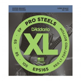 D'Addario EPS165 ProSteels Bass, Custom Light, 45-105, Long Scale