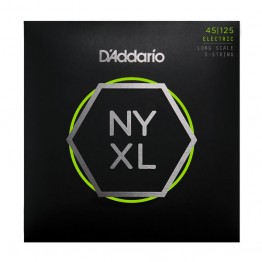 D'Addario NYXL45125, Long Scale, Lt Top/Med Btm, 5-String,45-125