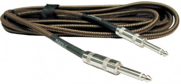 Hosa Cloth Woven Guitar Cable in Classic Tweed. Straight to Straight Quarter inch plugs, 18 ft.