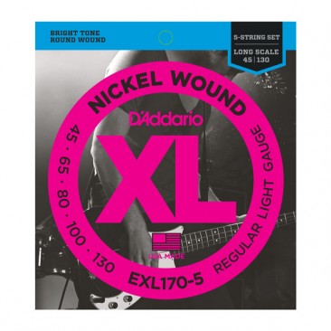 D'Addario EXL170-5 Nickel Wound 5-String, Lt, 45-130, Long Scale