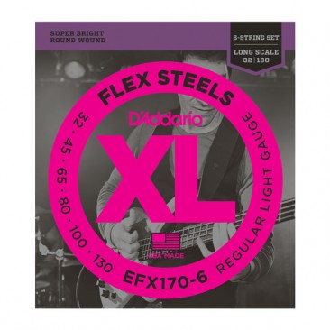 D'Addario EFX170-6 FlexSteels 6-String, Light, 32-130, Long Scale