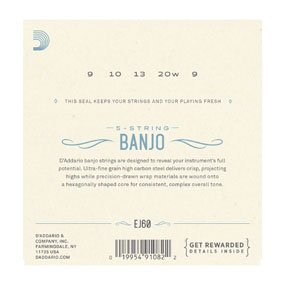 D'Addario EJ60 5-String Banjo, Nickel, Light, 9-20