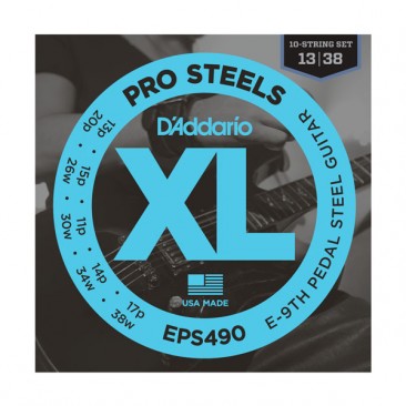 D'Addario EPS490 Pedal Steel Strings, E-9th, 13-38