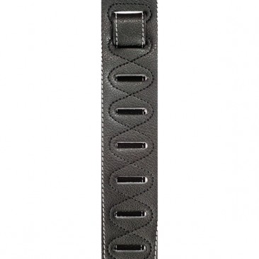 D'Addario Deluxe Leather Padded Strap w/ Contrast Stitch, Black