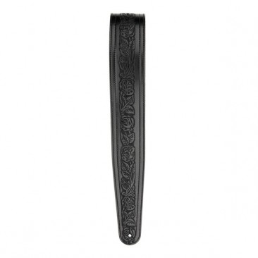 D'Addario L25W1403 2.5" Leather Strap, Embossed Flowers, Black
