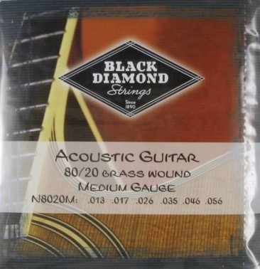 Black Diamond 80/20 Bronze, Brass Wound Acoustic Guitar, 13-56